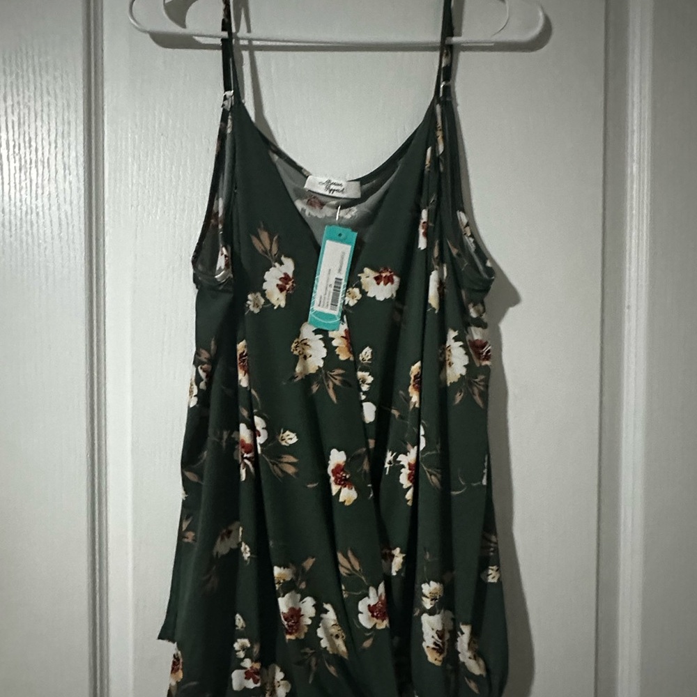 Floral Green Spaghetti Strap Top